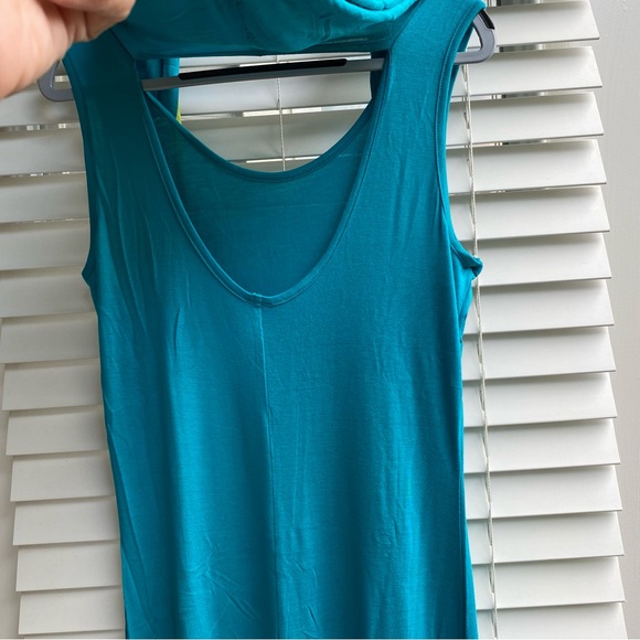 COii Aqua LARGE Sexy Cut-out Back Bodycon Tie Hoodie Sleeveless Maxi - Picture 8 of 14